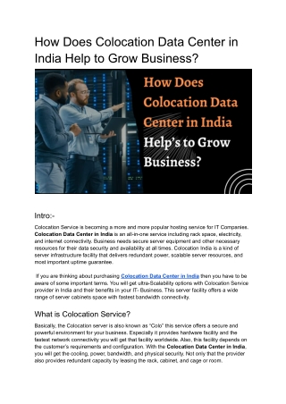 Get Excellence Colocation Data Center in India