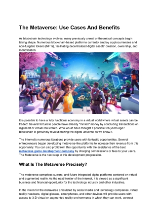 The Metaverse: Use Cases And Benefits