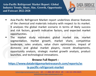 Asia-Pacific Refrigerant Market size, Scope, Growth Opportunities