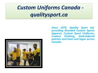 Custom Uniforms Canada - qualitysport.ca