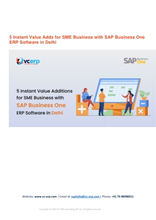 5 Instant Value Adds for SME Business with SAP Business One