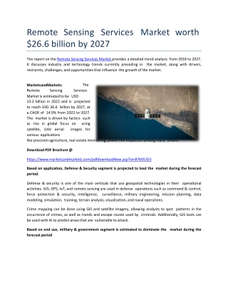 Remote Sensing Services Market worth $26.6 billion by 2027