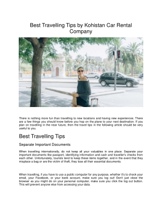 Best Travelling Tips by Kohistan Car Rental Company