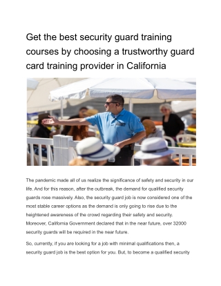 Get the best security guard training courses by choosing a trustworthy guard card training provider in California