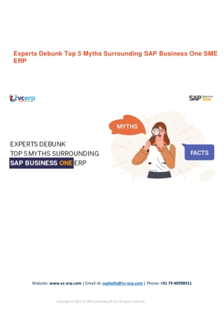 Experts Debunk Top 5 Myths Surrounding SAP Business One SME ERP