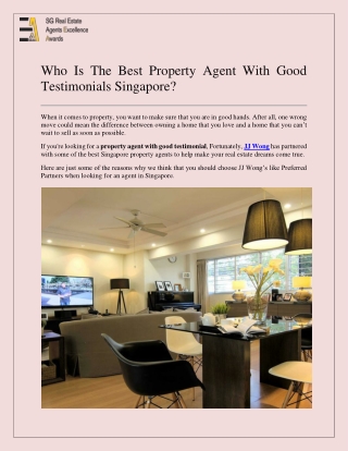 Who Is The Best Property Agent With Good Testimonials Singapore?