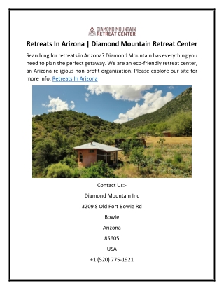 Retreats In Arizona | Diamond Mountain Retreat Center