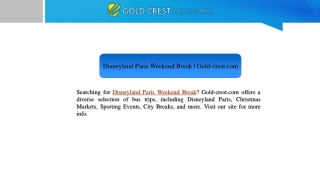 Disneyland Paris Weekend Break | Gold-crest.com