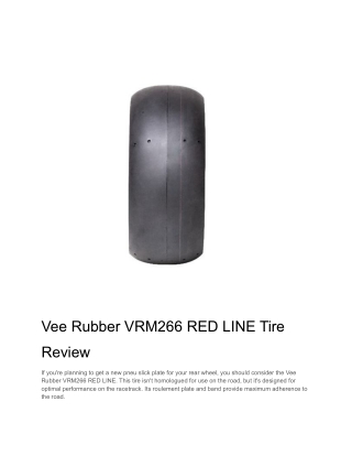 Vee Rubber VRM266 RED LINE Tire Review