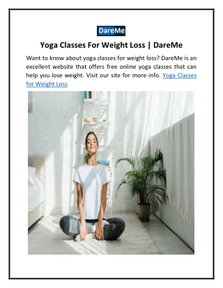 Yoga Classes For Weight Loss | DareMe