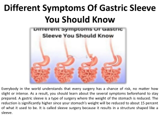 The Various Gastric Sleeve Symptoms That You Should Know About