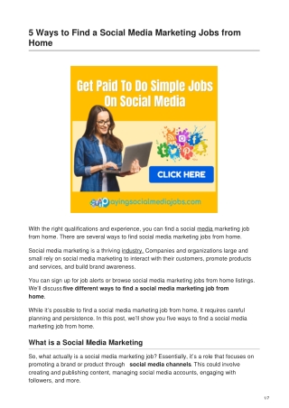 5 Ways To Find Better Social Media Marketing Jobs From Home