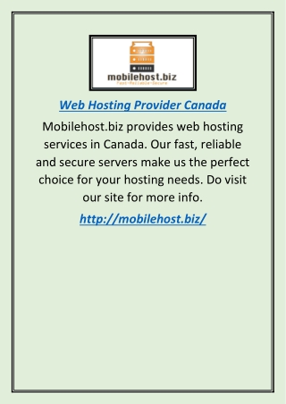 Web Hosting Provider Canada | Mobilehost.biz