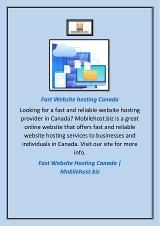 Fast Website Hosting Canada | Mobilehost.biz