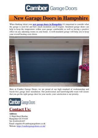 New Garage Doors in Hampshire