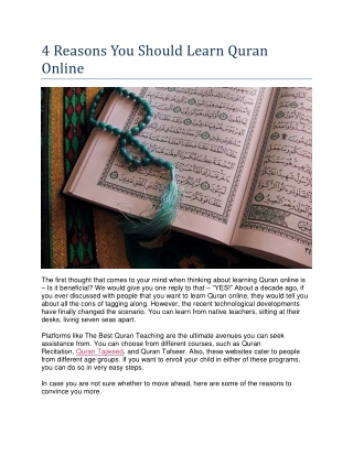 4 Reasons You Should Learn Quran Online