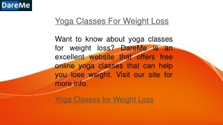 Yoga Classes For Weight Loss  DareMe