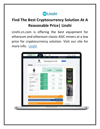 Find The Best Cryptocurrency Solution At A Reasonable Price| Linzhi