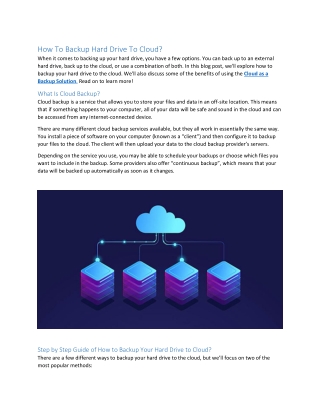 How To Backup Hard Drive To Cloud