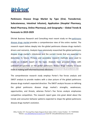 Parkinsons Disease Drugs Market