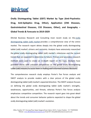 Orally Disintegrating Tablet (ODT) Market