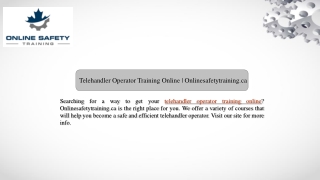 Telehandler Operator Training Online | Onlinesafetytraining.ca