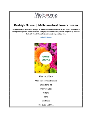 Oakleigh Flowers | Melbournefreshflowers.com.au