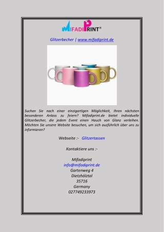 Glitzerbecher www.mifadiprint.de