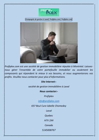 Compagnie de gestion à Laval Profiplex.com Profiplex
