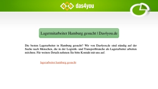 Lagermitarbeiter Hamburg gesucht | Das4you.de