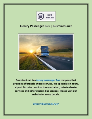 Luxury Passenger Bus | Busmiami.net