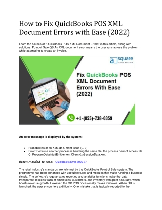 How to Fix QuickBooks POS XML Document Errors with Ease