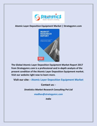 Atomic Layer Deposition Equipment Market  Strategymrc com