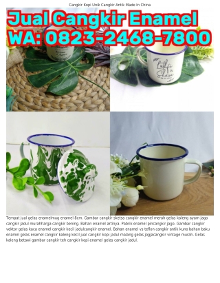 O823.2ㄐᏮ8.ᜪ8OO (WA) Mug Enamel Cangkir Kopi Hitam Putih