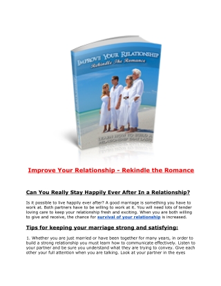 Improve your relationship