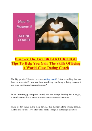 Dating coach certification