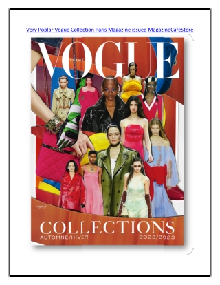 Very Poplar Vogue Collection Paris Magazine issued MagazineCafeStore