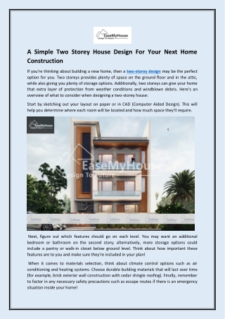 A Simple Two Storey House Design For Your Next Home Construction