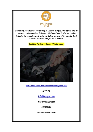Best Car Tinting in Dubai  Mytyre.com