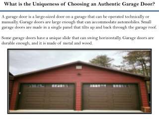 What is the Uniqueness of Choosing an Authentic Garage Door?