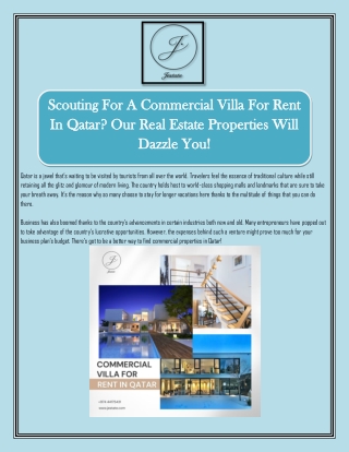 Scouting For A Commercial Villa For Rent In Qatar Our Real Estate Properties Will Dazzle You