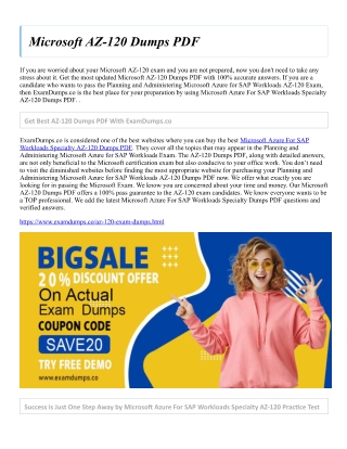 Microsoft AZ-120 Dumps PDF