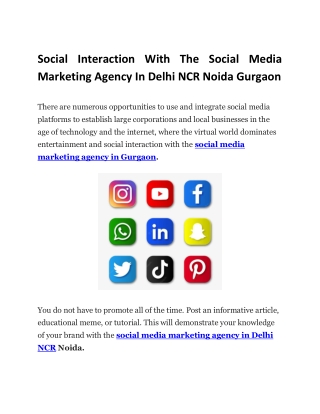 Social Interaction With The Social Media Marketing Agency In Delhi NCR Noida Gurgaon