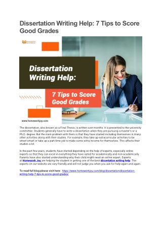 Dissertation Writing Help
