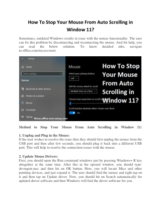 How To Stop Your Mouse From Auto Scrolling in Window?