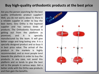 Buy high-quality orthodontic products at the best price