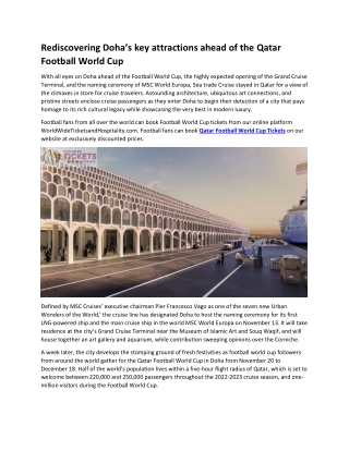 Rediscovering Doha’s key attractions ahead of the Qatar Football World Cup