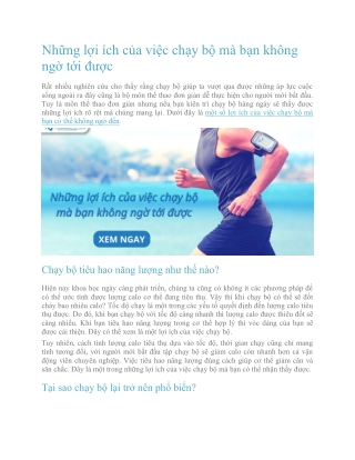 Những lợi ích của việc chạy bộ mà bạn không ngờ tới được