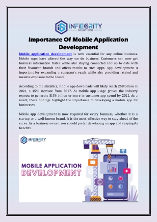 Importance Of Mobile Application Development