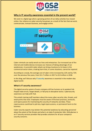 Why is IT security awareness essential in the present world?